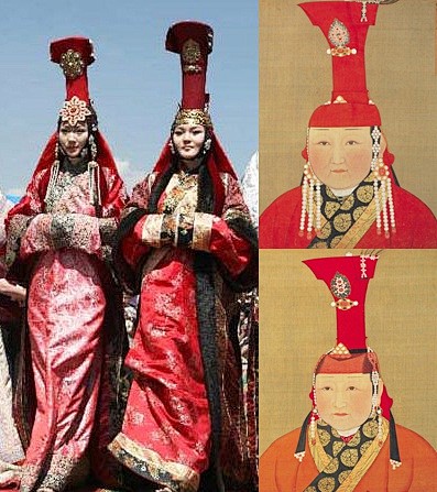 蒙古国女模特和元代皇后画像——蒙古国的服...