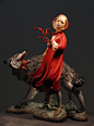  Little Red and the Wolf in air dry clay Premier, with Aves Fixit Sculpt to strengthen armatures and bases. 