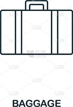 轮廓,行李,机场,计算机图标,细的,线条,分离着色,白色,商务,旅途