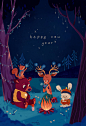 Forest Friends : Forest animals illustration for new years eve