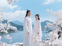 郭靖黄蓉，高清剧照，白衣胜雪，桃花岛(8)