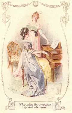 1907年版本的《傲慢与偏见》的插画绘本，复古的衣服都好美