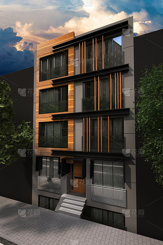 建筑外部的3D渲染