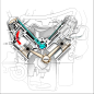 Small block Chevrolet, cross section engine illustration.