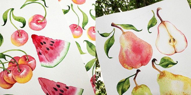 Watercolor fruits : ...
