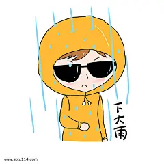 大姐大出门下大雨穿雨衣表情图片png免抠元素卡通手绘背景装饰免扣图片设计图案