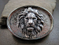 Oxidized Silver Brass Steampunk Lion Belt Buckle by OneFortyFive: #lion#