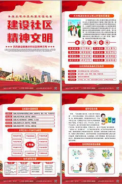 创建社区精神文明建设党建系列海报