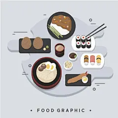 日式餐饮拉面寿司咖喱饭团美食插画食品插画素材下载-优图网-UPPSD