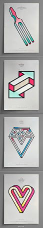#每日一套４Posters#以《彩色几何图形》为主视觉的海报排版设计貳！