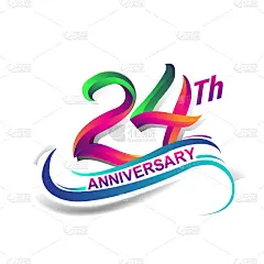 周年庆典标志绿色和红色