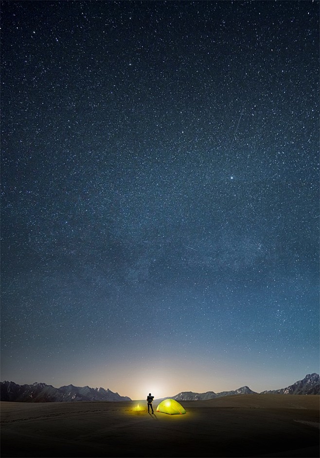 旅行夜晚星空星河银河星星天空大地风景海报