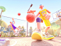 Basketball happy sportswear sweating brother child kid plant basketball court boys outdoor basketball sport people character cinema 4d illustration octane blender c4d 3d
