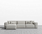 Porter Sectional : The Porter Sectional is a simple structured sofa with boxy flare and a low-set profile. Square arm rests are made like a side table, while an elevated back rest provides ample lean-back support.