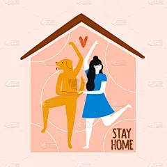 拉布拉多犬,文字,绘画插图,矢量,房屋,短语,住宅内部,歌舞女演员,狗,相伴