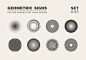 Set of eight minimalistic trendy shapes. Stylish vector logo emblems for Your design. Simple geometric signs collection.