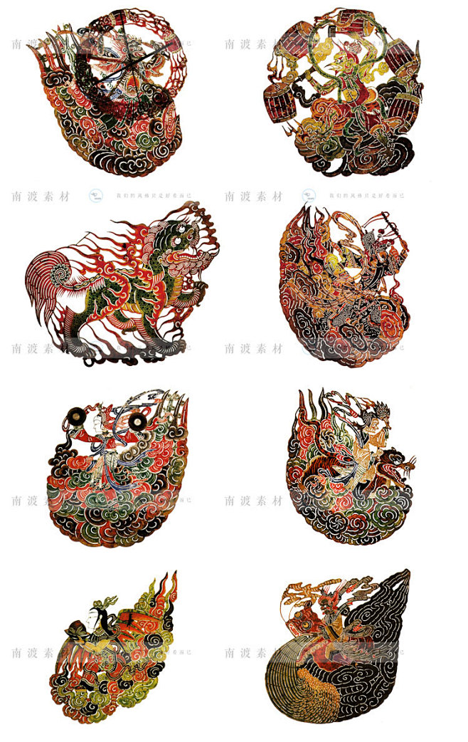 中国古典古代民间传统文化艺术皮影戏图案绘...