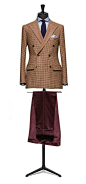 Brown jacket Houndstooth burgundy windowpane http://www.tailormadelondon.com/shop/tailored-jacket-fabric-7824-check-brown/