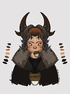 牛年魔童角色插画可爱邪恶小孩插画人物配色