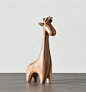 JOLOR进口北欧美式桌面创意摆件手工原木新年圣诞礼物木雕长颈鹿-淘宝网