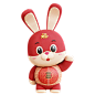 三维渲染中国农历传统新年卡通兔子3D插画_AL-60_3D-Character-Chinese-Rabbit-Say-Hi