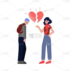 单相思，单面爱，青少年青春期问题概念矢量插图