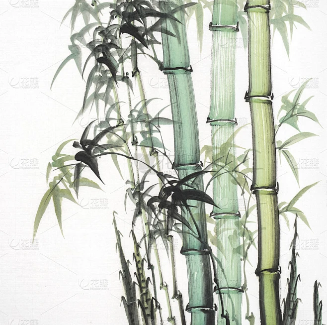 竹水墨画素材-花瓣网