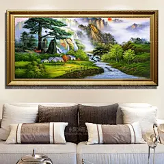 手绘山水欧式油画迎客松风景客厅办公室沙发装饰画壁画风水聚宝盆-淘宝网