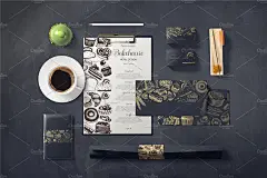 手绘素描面包店烘焙菜单蛋糕甜品店VI品牌AI设计矢量素材  (1)