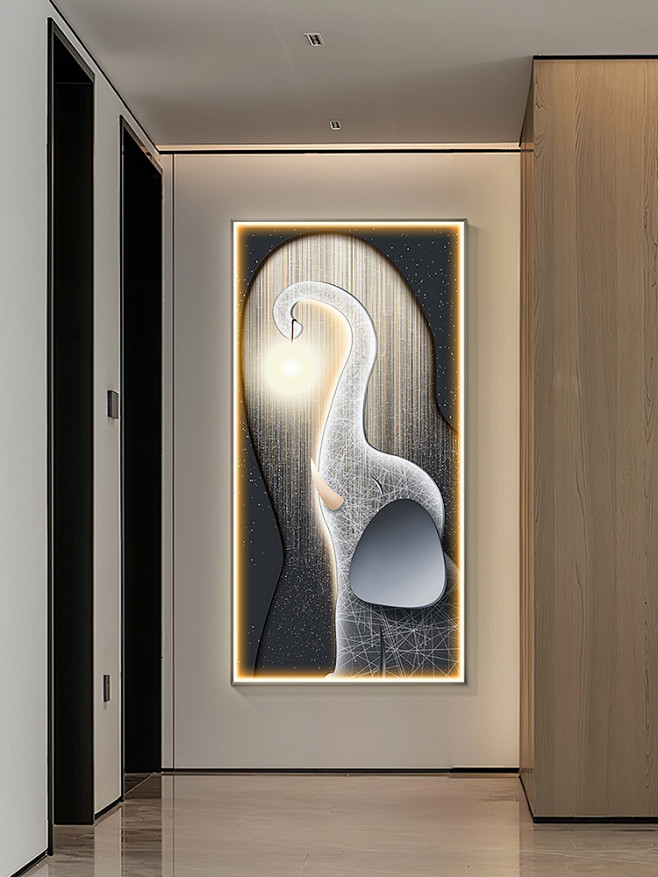 轻奢玄关装饰画竖版简约高级感客厅壁画走廊...