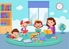 卡通儿童幼儿园幼教托班老师讲课启蒙教育学习插画ai矢量设计素材-淘宝网