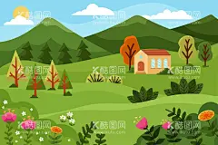 矢量春天背景  - 源文件下载【酷图网】矢量春天背景,春天风景壁纸,春天壁纸,绿色背景,大自然,清新,景色,自然季节,春季,四季,插图,卡通,风景地形,