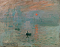 这副画是莫奈乃至整个现代艺术最知名的作品之一，描绘了日出时分的勒阿弗尔码头的景观。码头的清晨被薄雾笼罩，远处的船只与建筑在雾中显示为淡淡的蓝色，形体模糊不清，与它们在水里的倒影融在了一起。一轮红色的太阳挂在天上，将天空与水面染出淡紫与橙红，太阳与倒影被描绘为炫目的鲜红，在整体的冷色调中极为显眼。近处有两只黑色小船，也看不清细节。所有一切景物都在水面中荡漾开，形成短促细碎的色块。

这幅画最开始被官方的展览拒绝，随后在印象派画家们的独立展览中得到展示。据说当时的观众们认为这是一幅未完成的作品，并有批评家指出