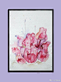 水彩   装饰画  紫瓶子草