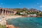 Railway viaduct in front of the Massif de´l Esterel, Antheor, Var, Provence-Alpes-Cote d`Azur, France, Europe