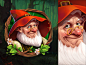 Dwarf magic redhead wizard game slot design old man dwarf character concept illustration