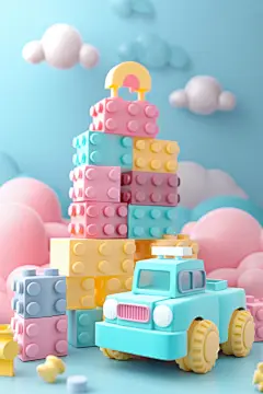 堆搭积木玩具模型