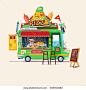 Pizza food truck.  Street food car with chef. character design - vector illustration - stock vector