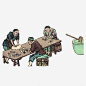 古人包饺子插画psd免抠素材_新图网 https://ixintu.com 包饺子插画,发面,古人包饺子,手绘插画,擀面