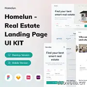 14地产着陆页设计模板素材下载 Homelun – Real Estate Landing Page UI KIT .sketch .xd .figma