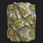 Mossy Rock, Peter Severud : Got a better idea for direction for moss and lichen coverage after looking at Jonas Ronnegard's Substance Masters - Vol 1 mossy rock material.