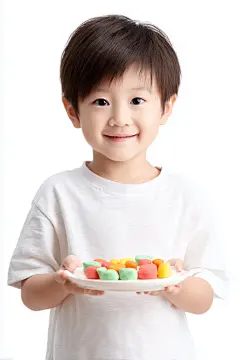 健康美食吃冰淇淋蛋糕的小孩