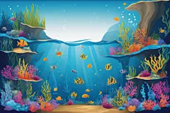海鱼大海珊瑚礁深海生物海洋插画图片