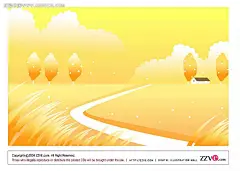 橙色乡村美景手绘背景画AI|背景画|风景画|矢量素材|矢量图形|手绘画|手绘图形|水彩画|图形设计|图形图标