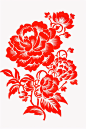 红色牡丹花植物剪纸牡丹花卉装饰元素