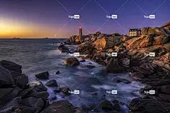 灯塔 美丽的大自然 海洋 4K壁纸 波浪 桌面背景 岩石