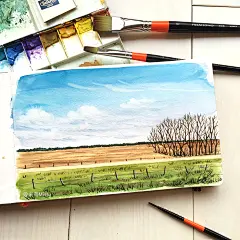 【全球最美的100个地方】☂#米蒂风景水彩# 梦想之旅 3/100 美国太平原 是北美洲主要自然地理区之一，亦称“美洲大沙漠”。谁也留不住逝去的时光，然而谁都不能阻挡我们保留一段最珍贵的记忆。无疑，浩瀚的大平原可以成为人们生命中最富有色彩、最值得怀念的一段。
“高高的落基山，无边的大平原。莽莽苍苍的绿色原野，曾是我们祖先的家园。闭上眼睛深呼一口气感受这美丽的太平原吧！”这幅作品并不难，简单的作品怎么样画出特有的感觉需要在绘制的时候好好研究哦！#美景##水彩##手绘##艺术##插画#