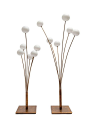 Outdoor floor lamp handmade in burnished brass. Composed by six stems with polycarbonate globes. IP66