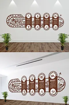古典中国风异形微立体中医院文化墙展板模板