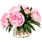 Faux Peonies & Buds in Glass Vase : Accent your study desk or master suite nightstand with this lovely decor, showcasing pink peonies nestled in a glass vase.